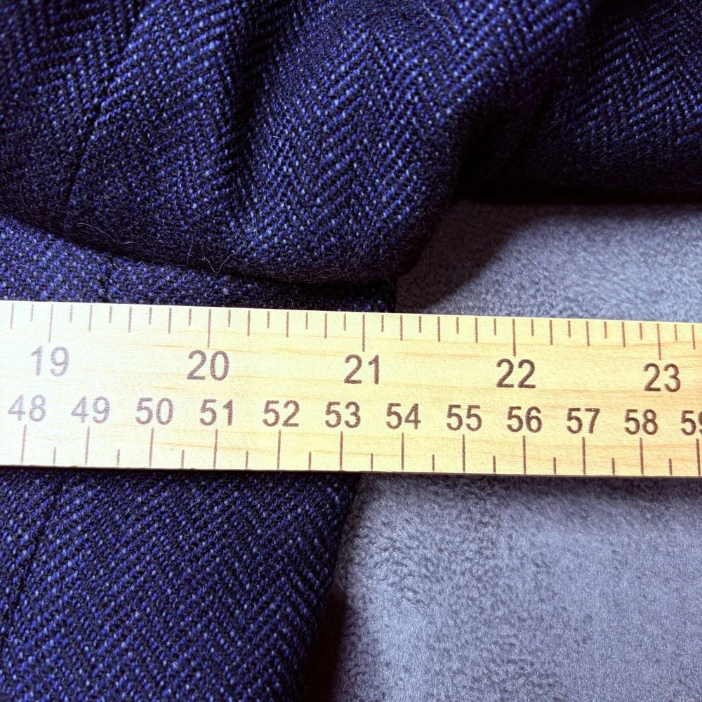 Vtg Bill Blass Blazer Mens 40L Navy Blue Herringbone Wool Two Button Sport Coat